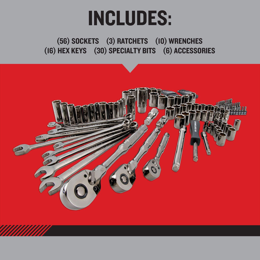 121-Piece Gunmetal Chrome Mechanics Tool Set with Hard Case H76269