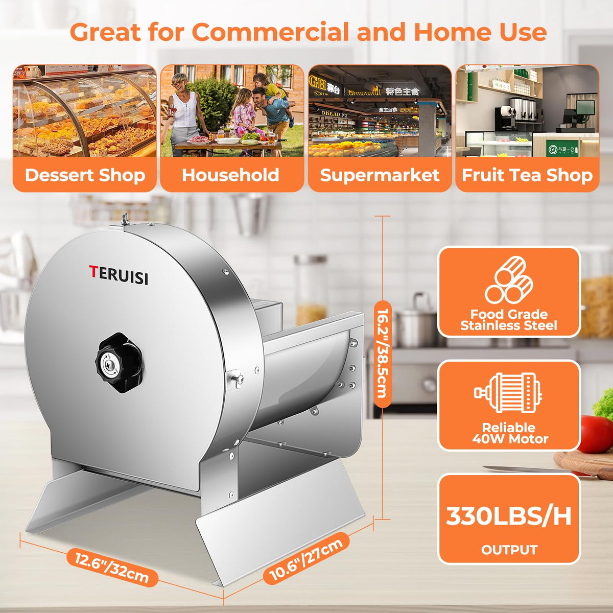 Electric Vegetable Slicer, Stainless Steel 2 IN 1 Manual & Electric Food Slicer P215