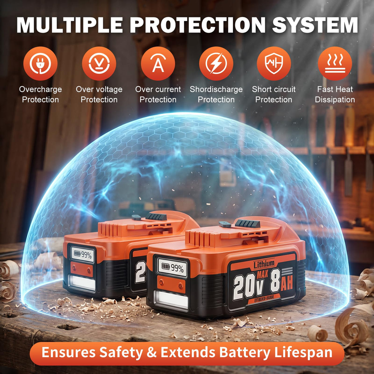 8.0Ah Replacement Battery with LCD Screen Q52508