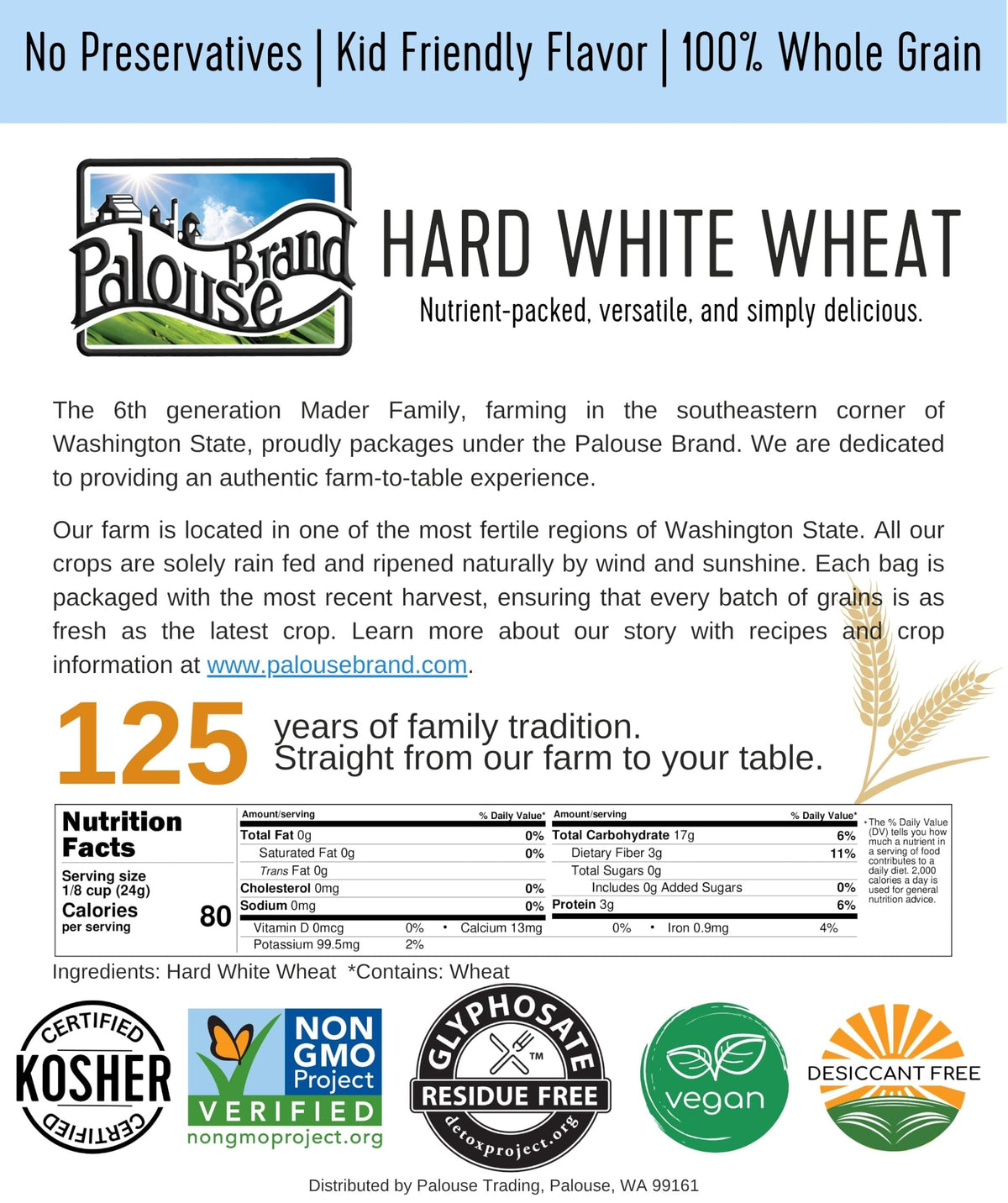 Hard Red Winter and Spring White Wheat Berries 100 LBS K10306