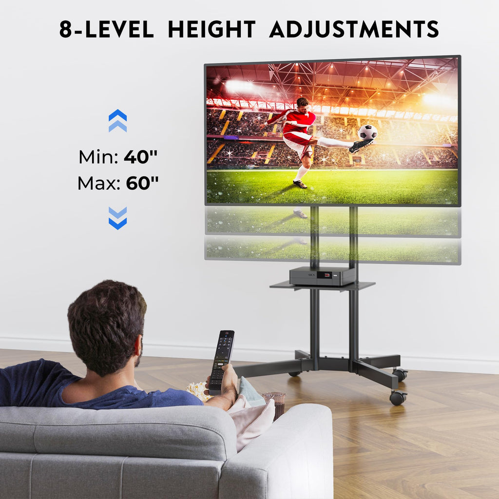 Rolling TV Stand with Tilt, Black E90708