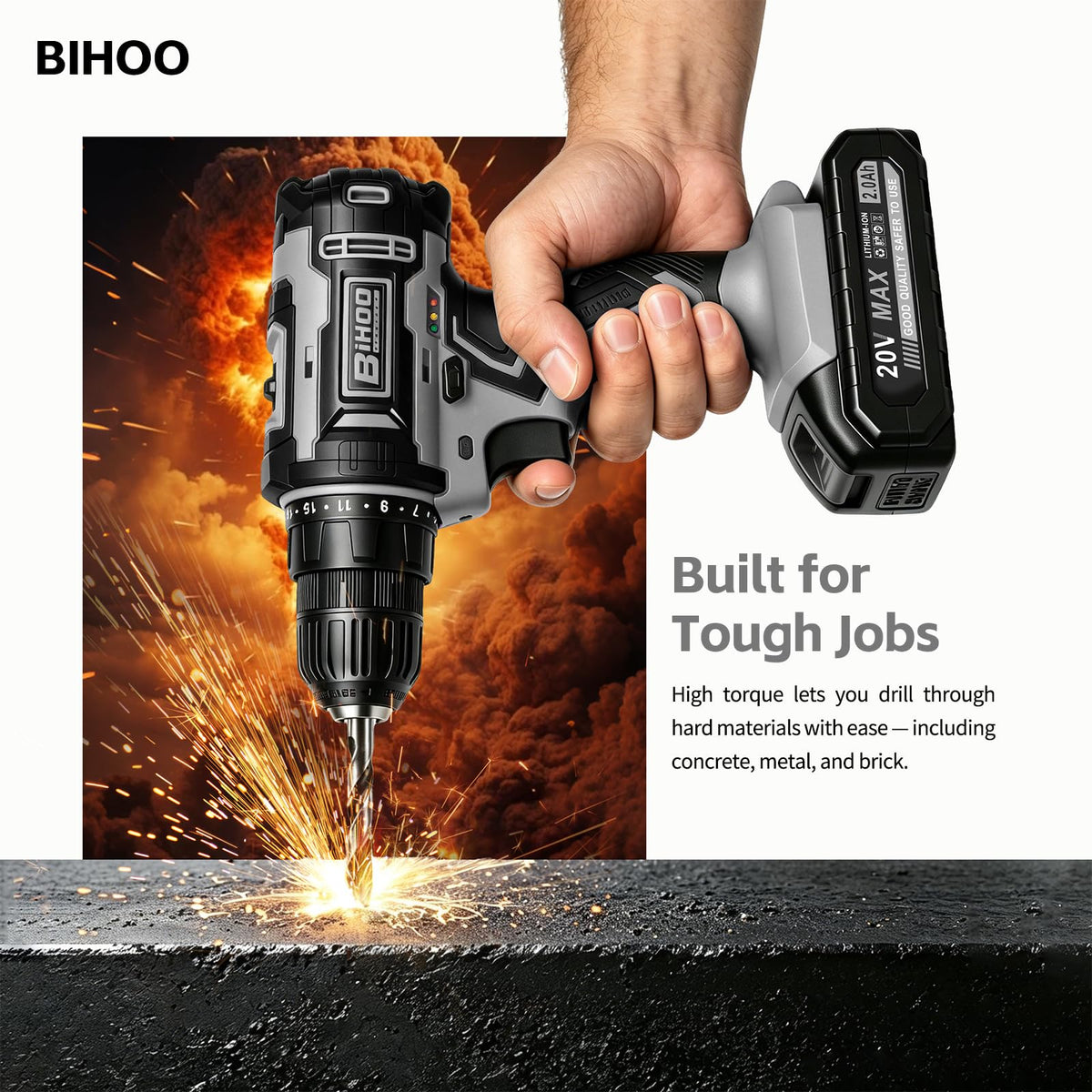 Cordless Drill with 25Nm max, Drill Bits Kit, Gray Z841