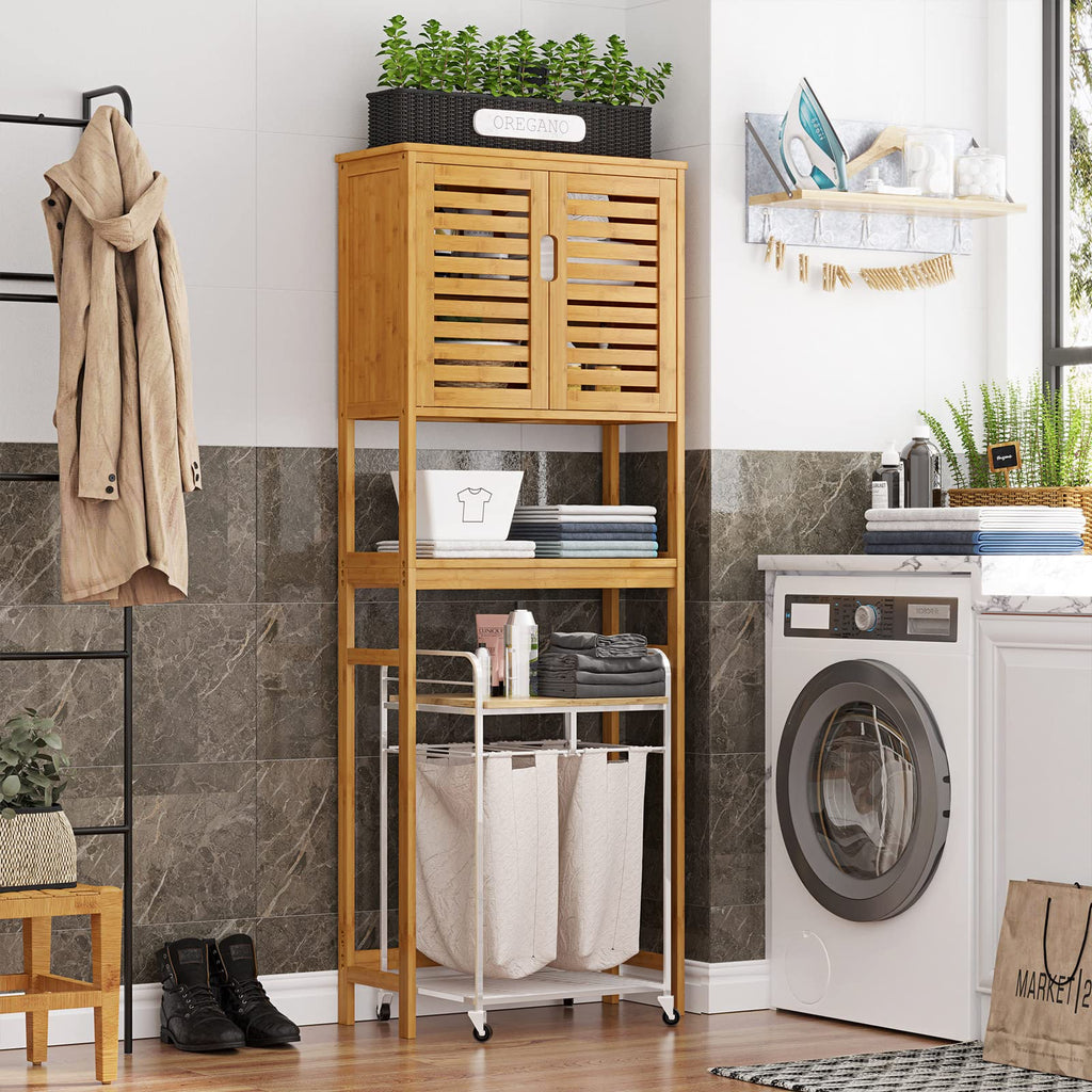 Over The Toilet Storage Cabinet with Adjustable Shelves Bamboo T7747