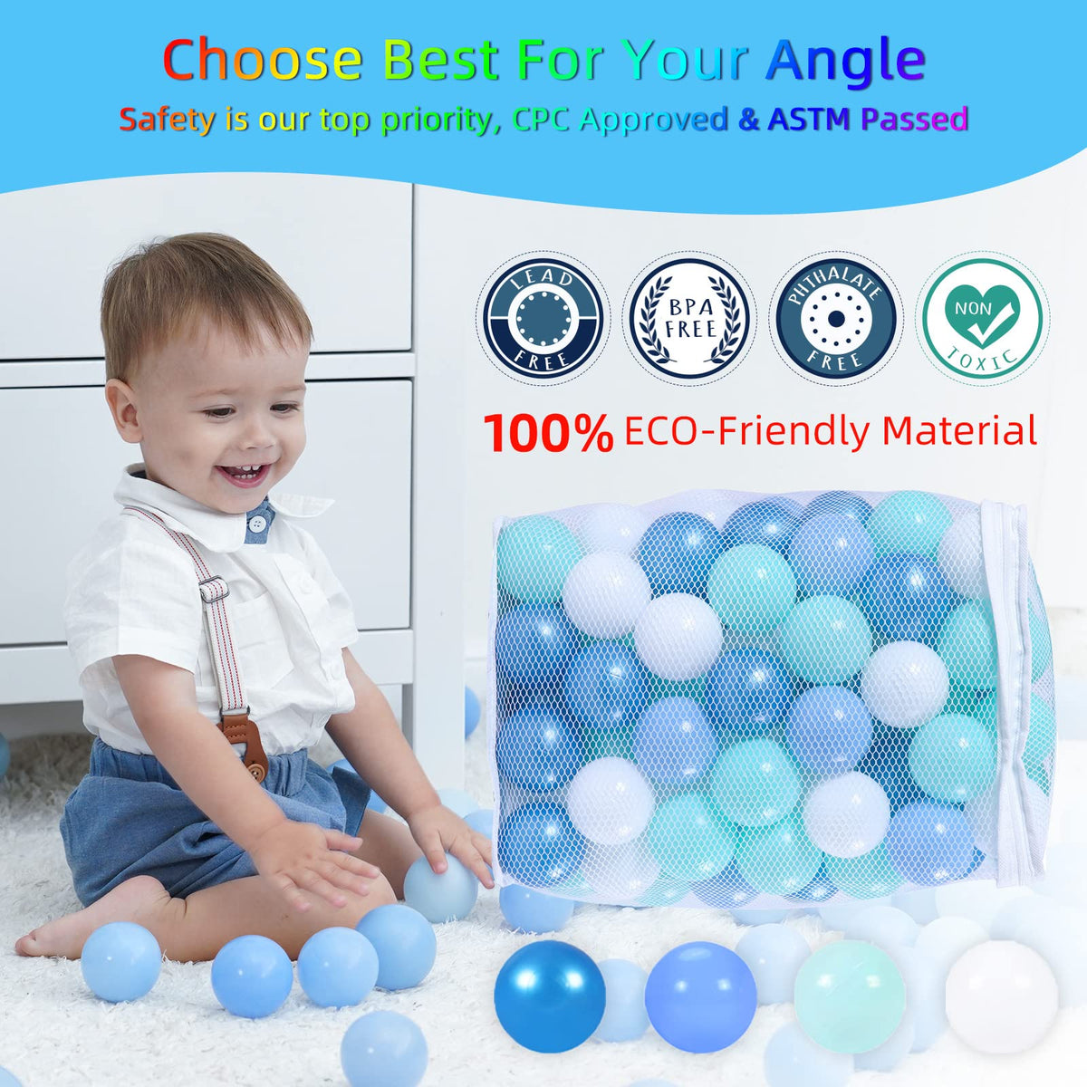 Phthalate Free BPA Free Non-Toxic Crush Proof Play Balls T33312