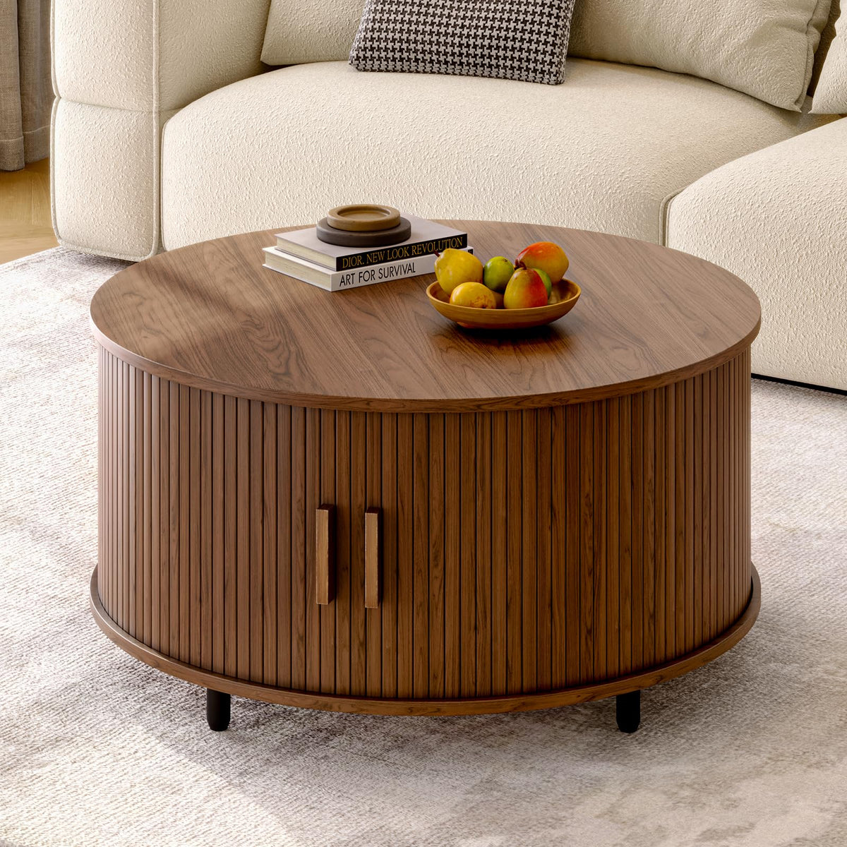 31.5" Round Coffee Table with Storage A110