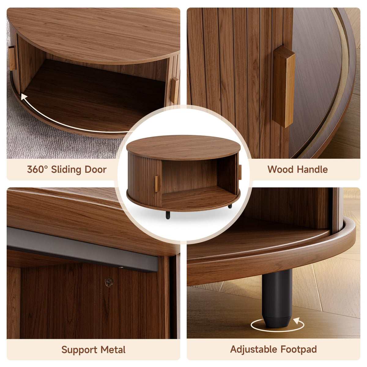 31.5" Round Coffee Table with Storage A110