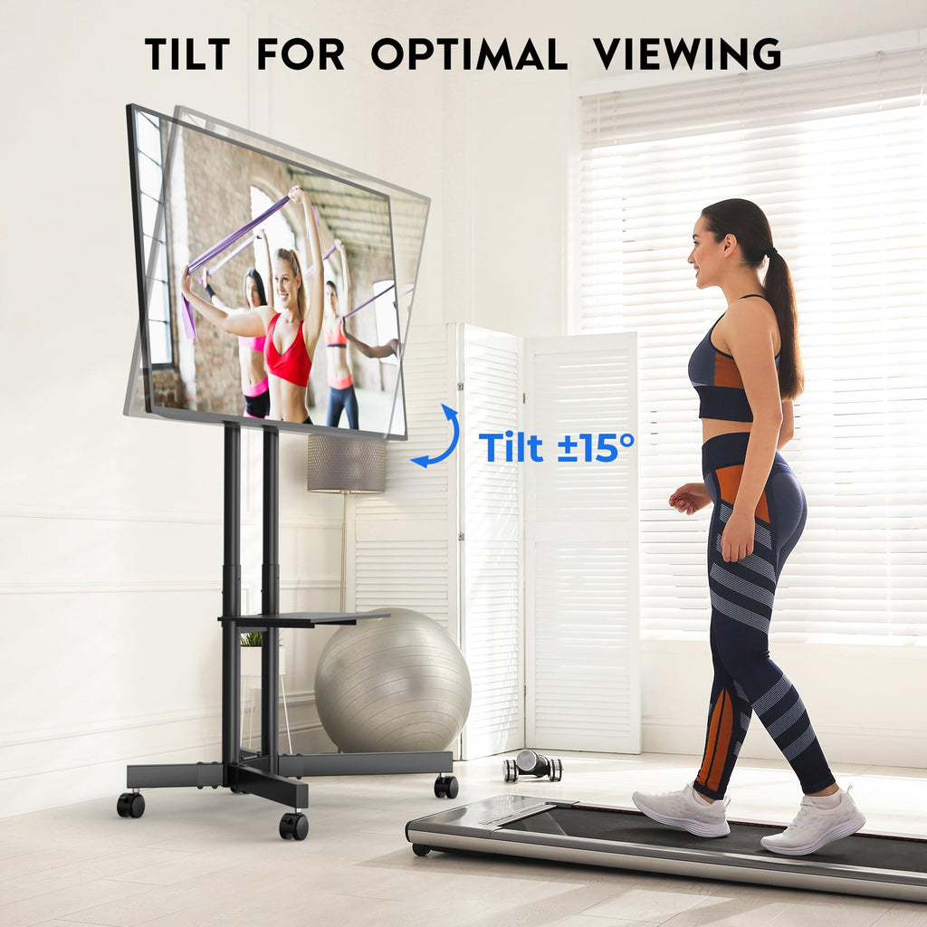Rolling TV Stand with Tilt, Black E90708