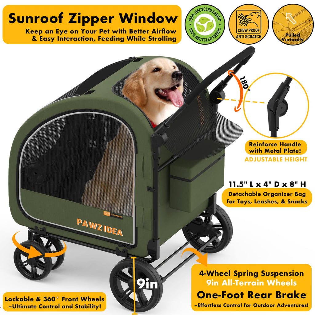 3-in-1 Large Dog Stroller with Detachable Carrier F604