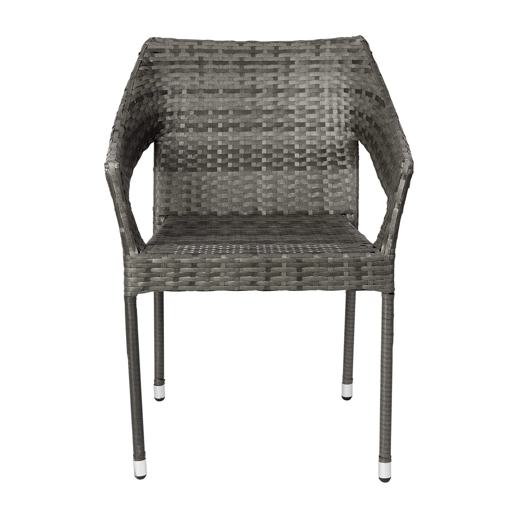 Gray PE Rattan Patio Dining Chair 2-Pack W926