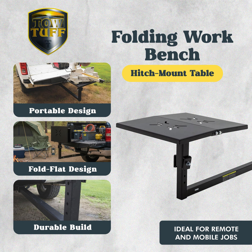 Folding Hitch-Mounted Steel Work Bench P670