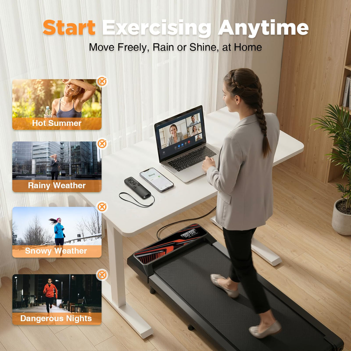 2.5HP Portable Compact Treadmill with Incline and Remote Q46225