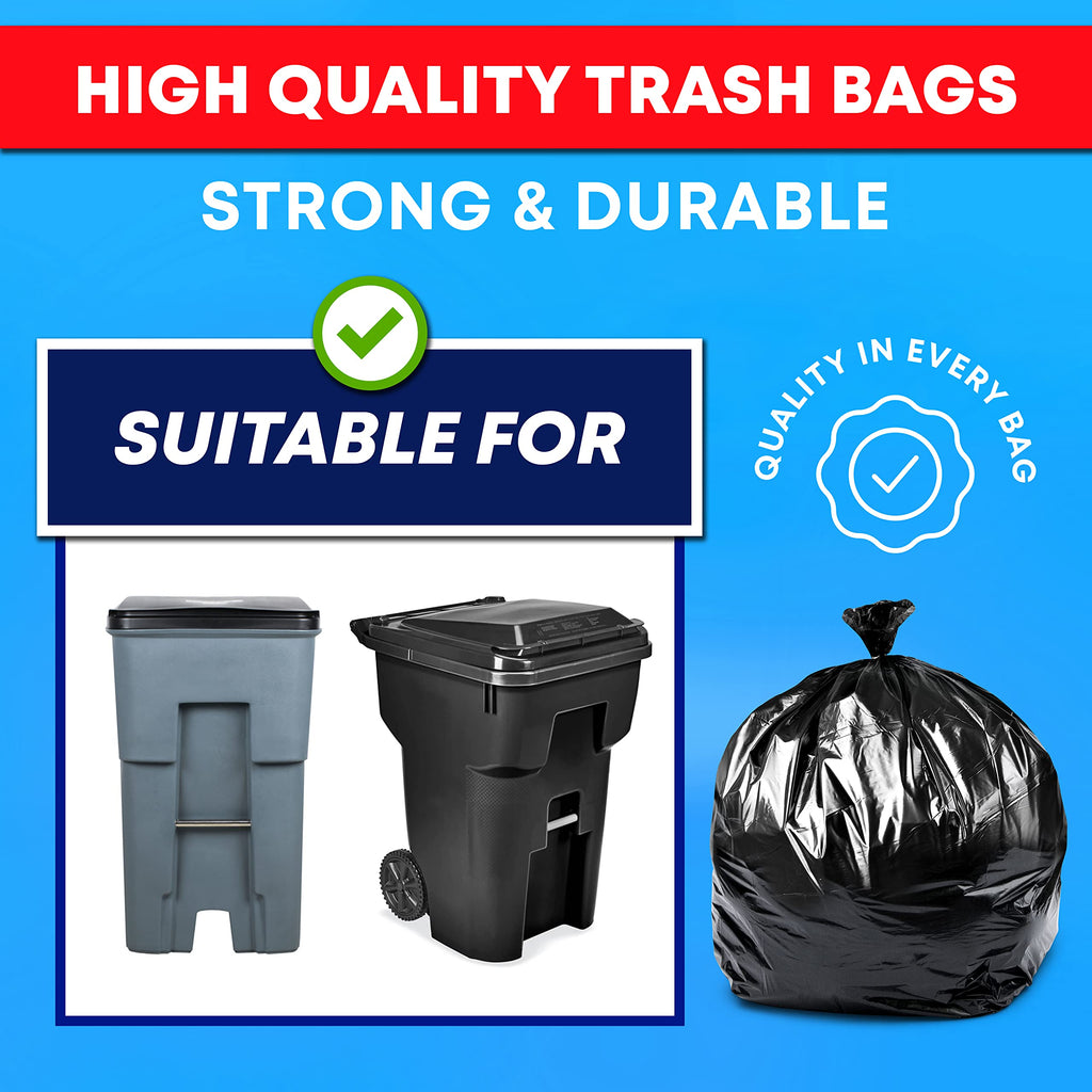 95-96 Gallon Black Heavy Duty Trash Bags with Ties L243518