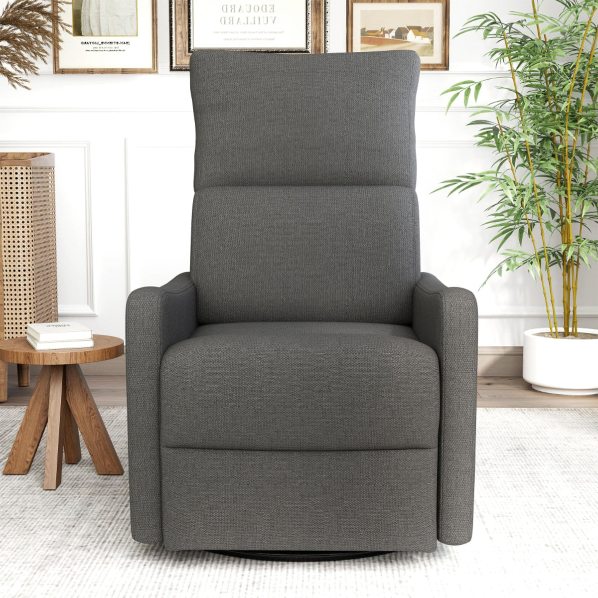 Swivel Rocker Recliner Chair with Pull Lever and Side Pocket S5757