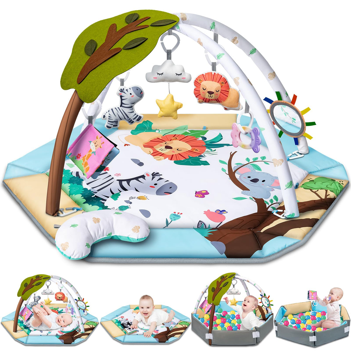 8-in-1 Tummy Time Play Mat & Ball Pit with 6 Toys H746