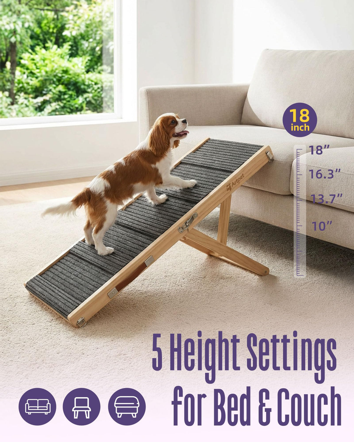 Adjustable Wooden Dog Ramp M1446