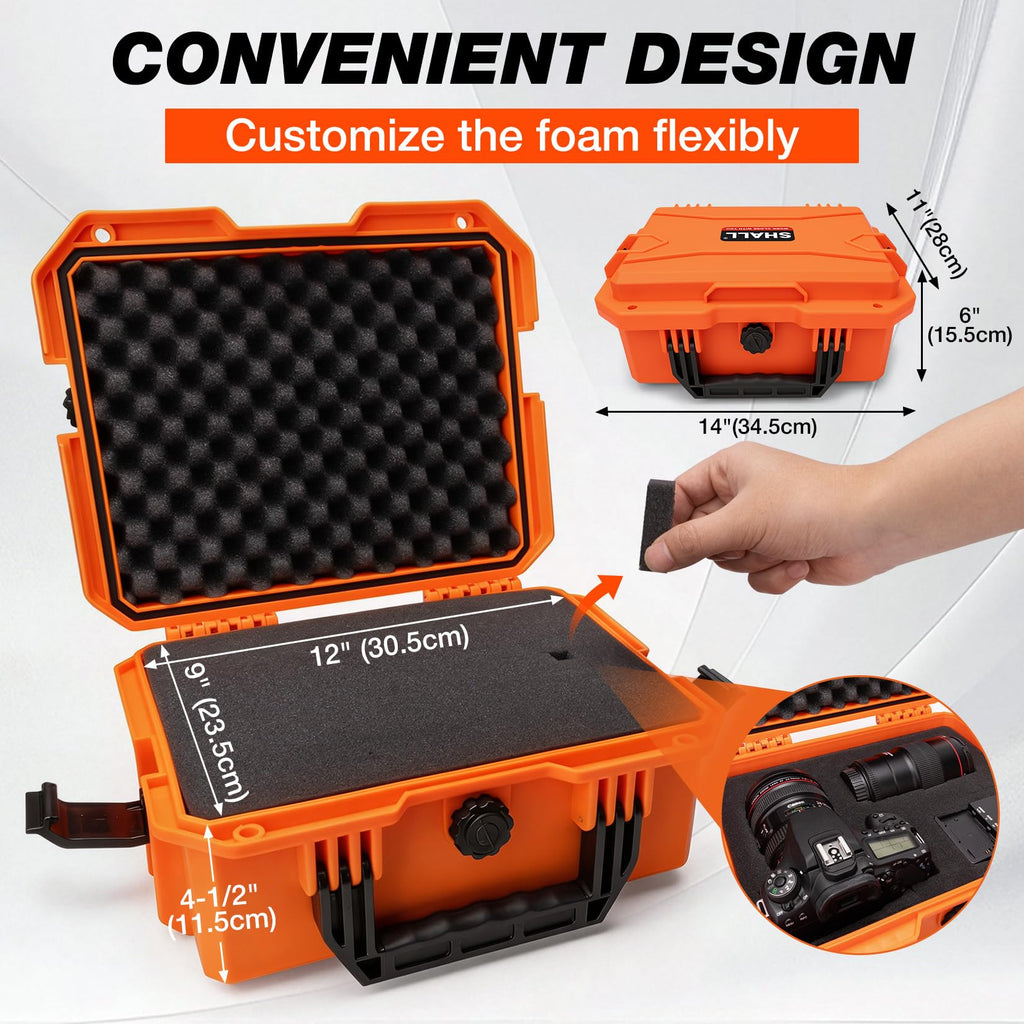 IP67 Waterproof Protective Camera Case with Customizable Foam, Orange O5165