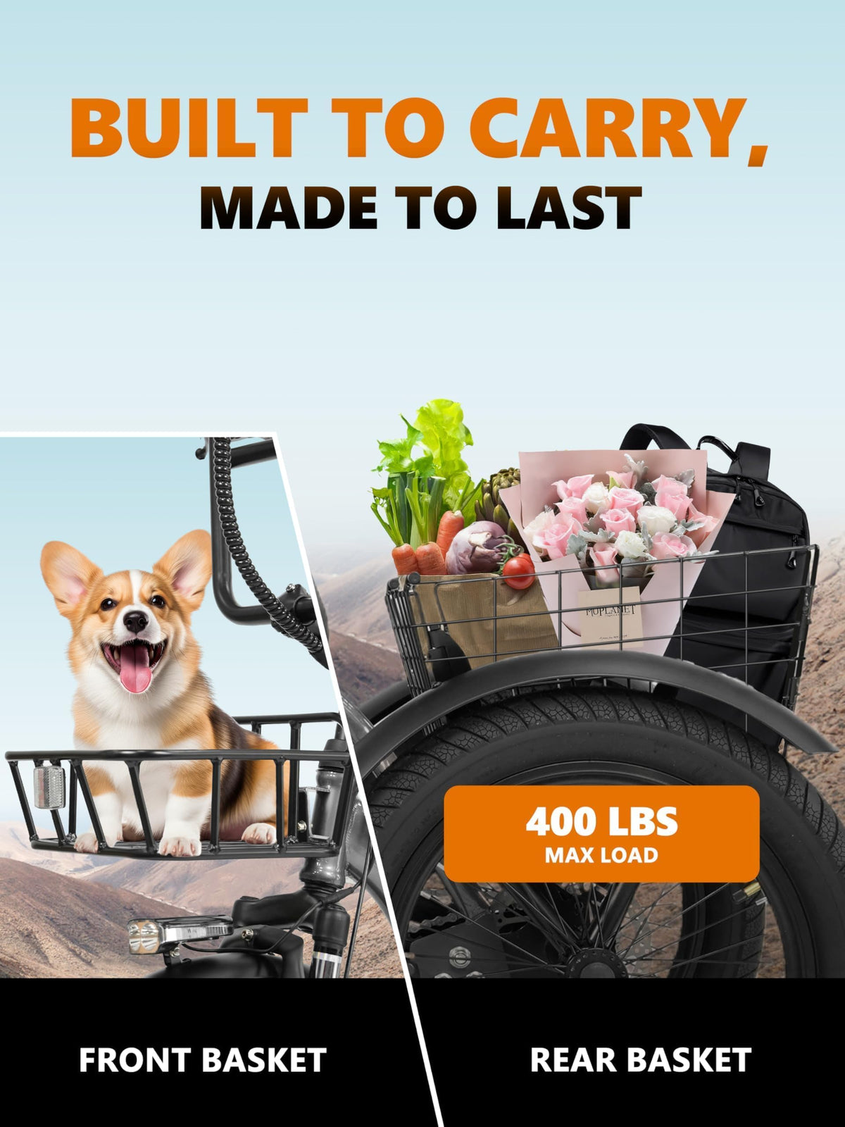 Foldable 3-Wheel Electric Trike Bike with 1200W Peak Motor I477