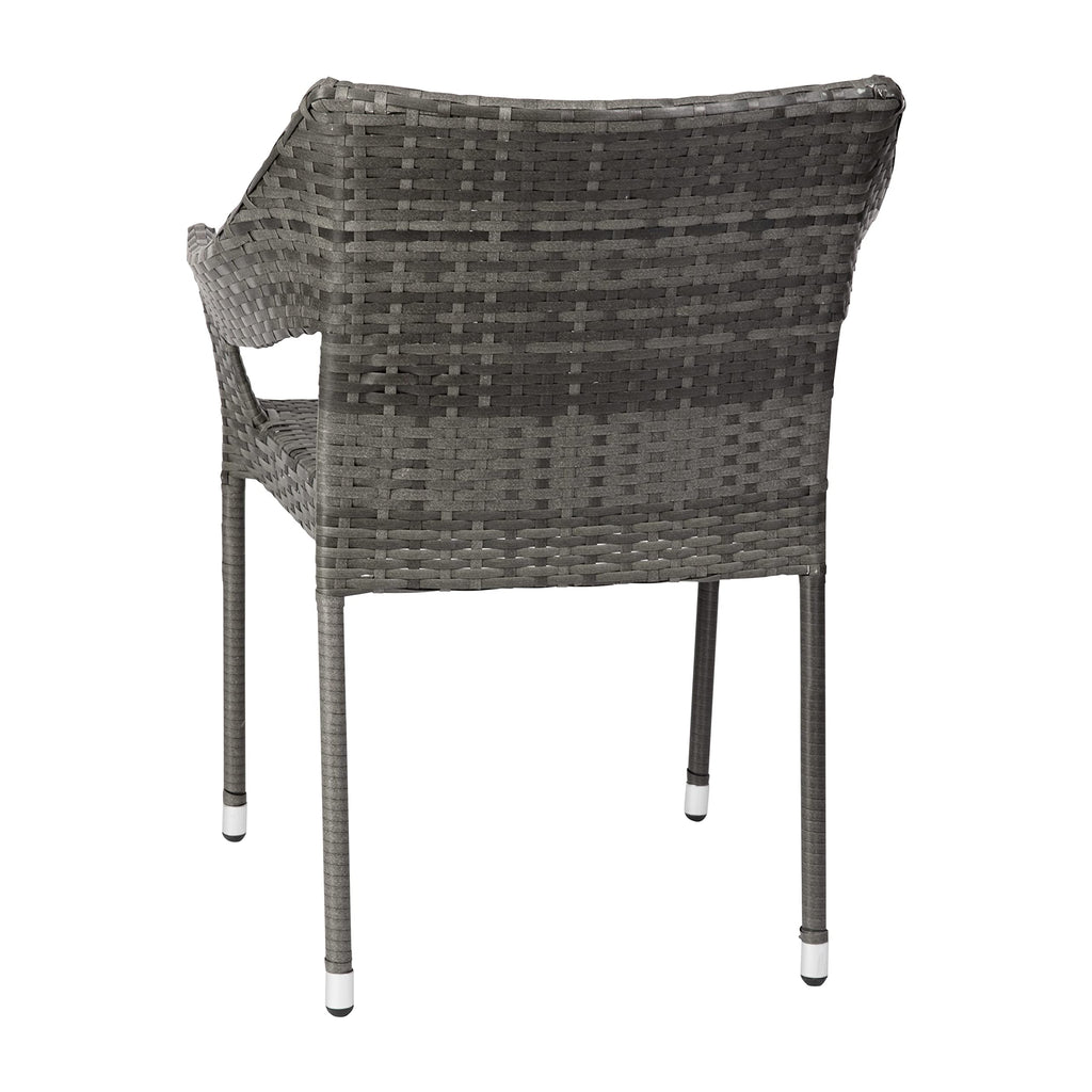 Gray PE Rattan Patio Dining Chair 2-Pack W926