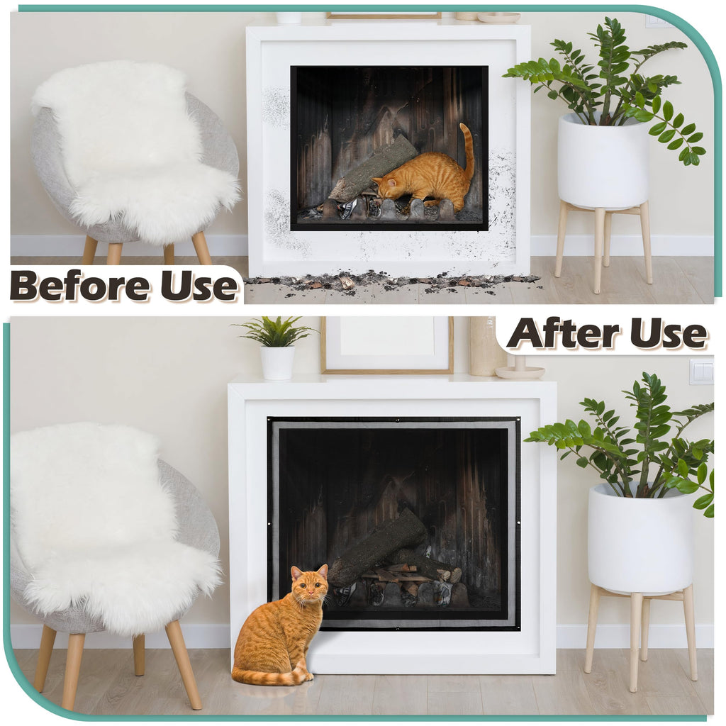 Black Magnetic Mesh Fireplace Cover N4253