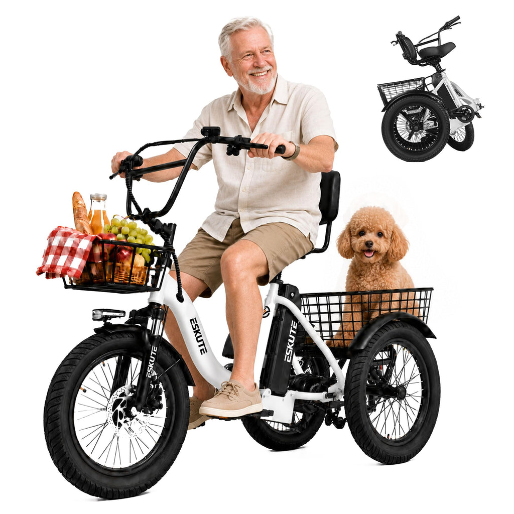Foldable 3-Wheel Electric Trike Bike with 1200W Peak Motor I477