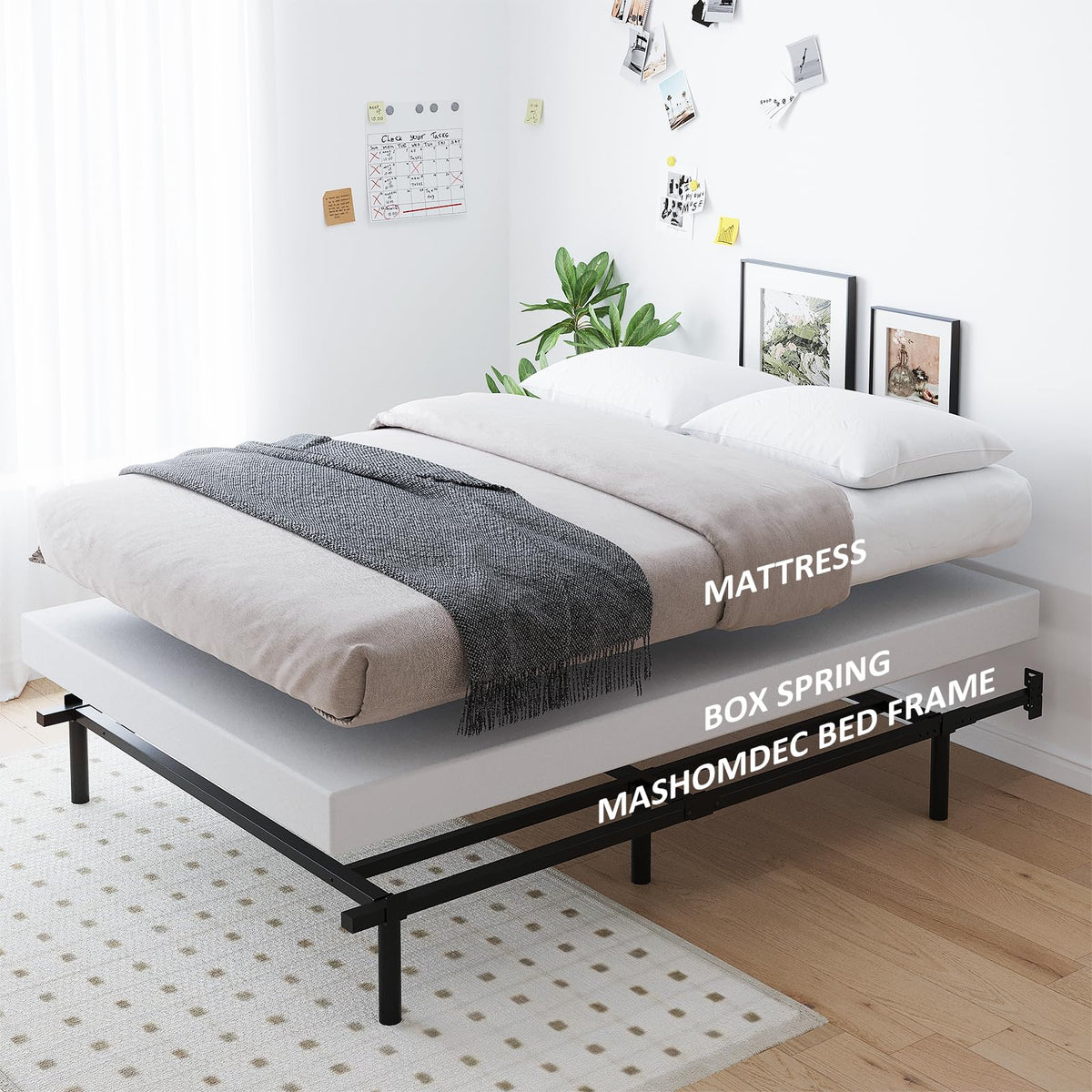 Queen Size Black Metal Bed Frame R248