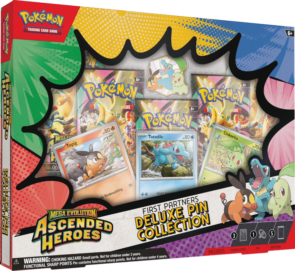 Pokémon TCG 3 Foil Promo Cards 1 Deluxe Pin & 5 Booster Packs Y67082