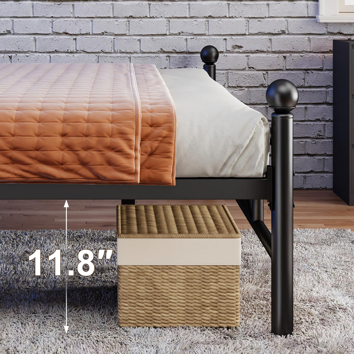 King Size Metal Platform Bed Frame with LED Lights V533