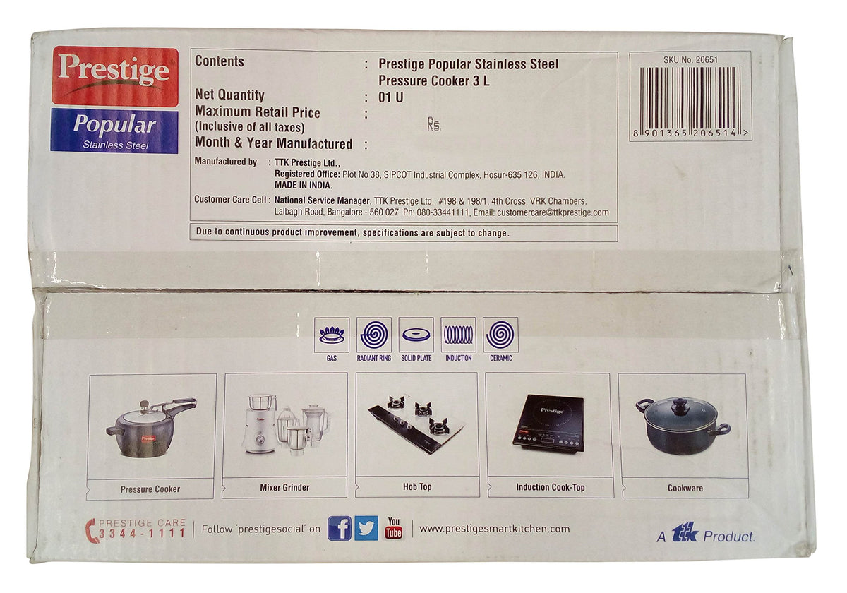 Stainless Steel Pressure Cooker 3 Litre K825