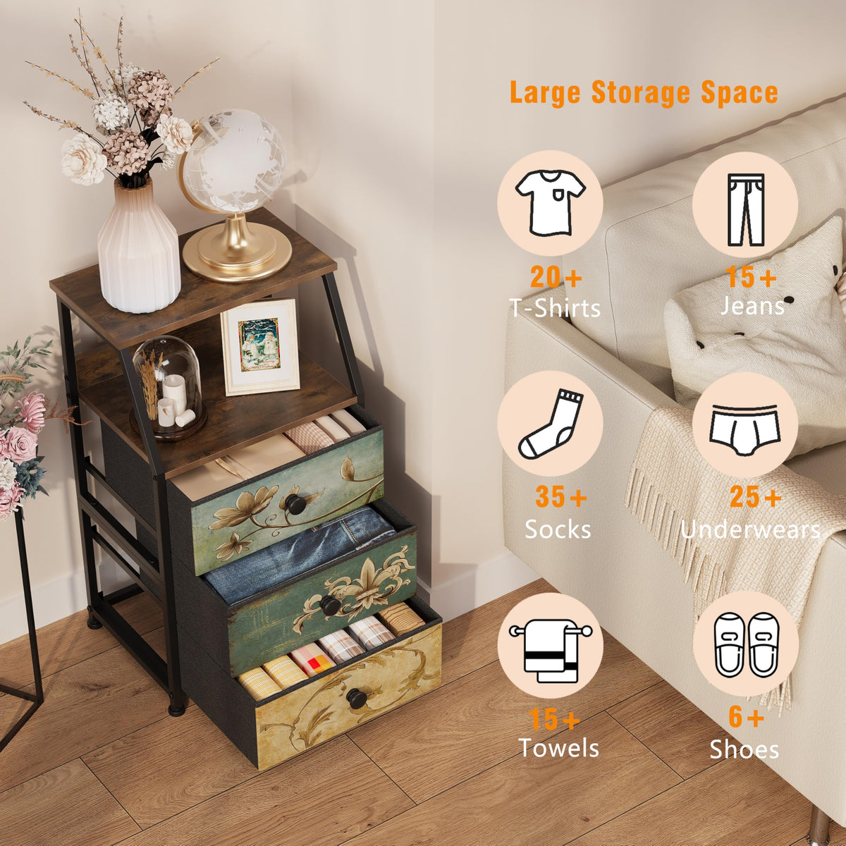 Fabric Drawers Dresser Storage Tower T73819