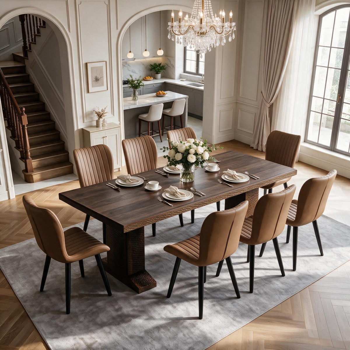 Extendable Dining Table Set for 8 J739