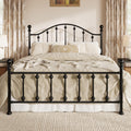 Queen Metal Bed Frame with Victorian Headboard and Footboard Black J206