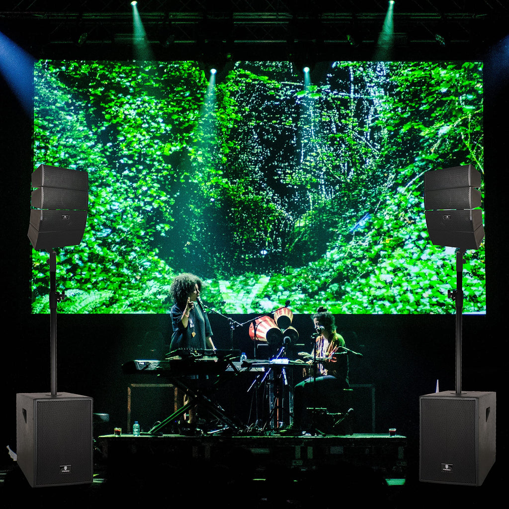 4000W PA Speaker System Combo Set with Two 12 Inch Subwoofers and 8 Line Array Speakers G473